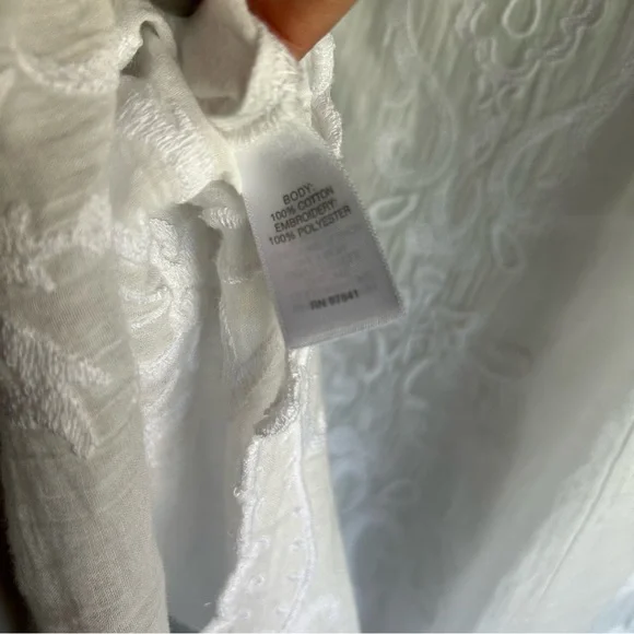 J. Jill White Relaxed Embroidered Blouse - Picture 7 of 8